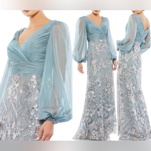 Mac Duggal 67886 Puff Sleeve Pleated Bodice Gown Size 2 New w/ Tag MSRP $798 SOO - Picture 1 of 8